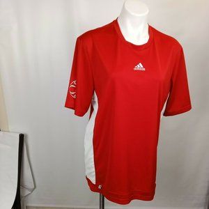 Adidas Mens shirt L red white short sleeve soccer Breathable Athletic Climalite